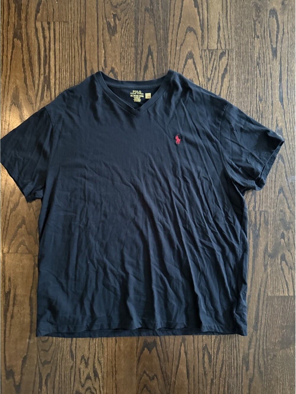 Polo Ralph Lauren T Shirt Mens XXL Black Red Pony V Neck Classic Fit Cotton